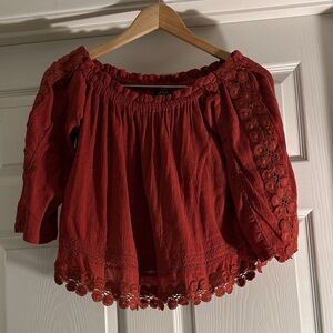 Women's orange red Off-Shoulder Top top shop 8
